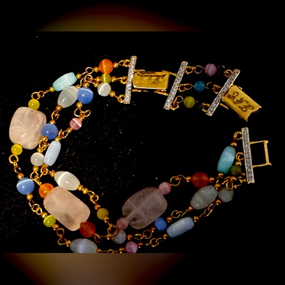 Bracelet w/Swarovski Crystal, Gold Sz 7.5 - Picture 7 of 9